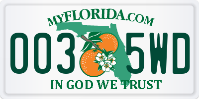 FL license plate 0035WD