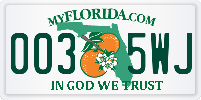FL license plate 0035WJ