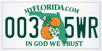 FL license plate 0035WR