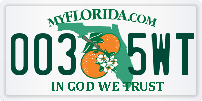 FL license plate 0035WT