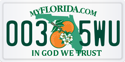 FL license plate 0035WU