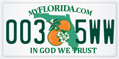 FL license plate 0035WW
