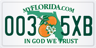FL license plate 0035XB