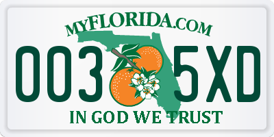 FL license plate 0035XD