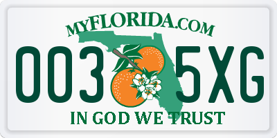 FL license plate 0035XG