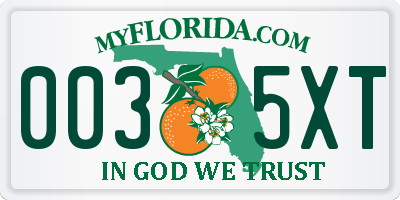 FL license plate 0035XT