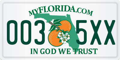 FL license plate 0035XX