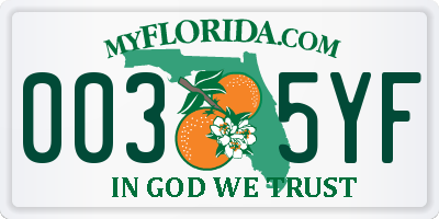 FL license plate 0035YF