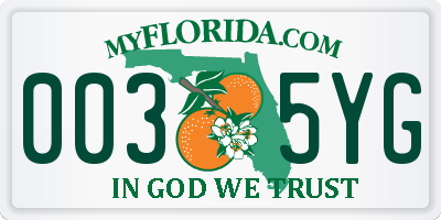 FL license plate 0035YG