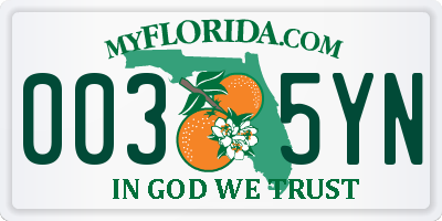 FL license plate 0035YN