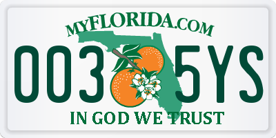 FL license plate 0035YS