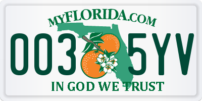 FL license plate 0035YV