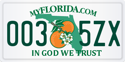 FL license plate 0035ZX