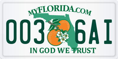 FL license plate 0036AI