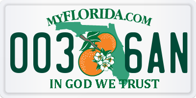 FL license plate 0036AN