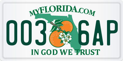 FL license plate 0036AP
