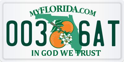 FL license plate 0036AT