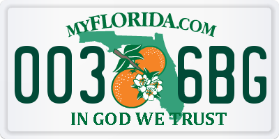 FL license plate 0036BG