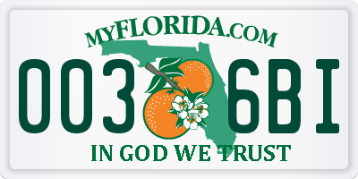 FL license plate 0036BI