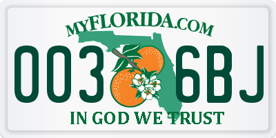 FL license plate 0036BJ