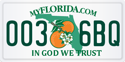 FL license plate 0036BQ