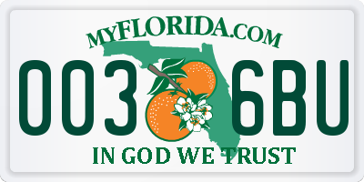 FL license plate 0036BU