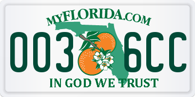 FL license plate 0036CC