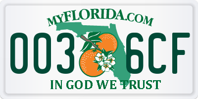 FL license plate 0036CF