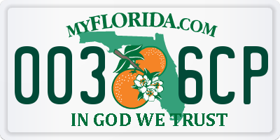 FL license plate 0036CP