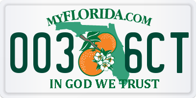 FL license plate 0036CT