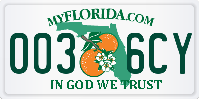 FL license plate 0036CY