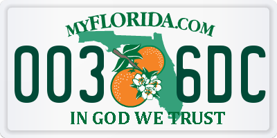 FL license plate 0036DC