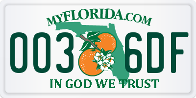 FL license plate 0036DF