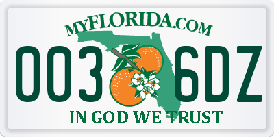 FL license plate 0036DZ