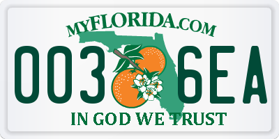 FL license plate 0036EA