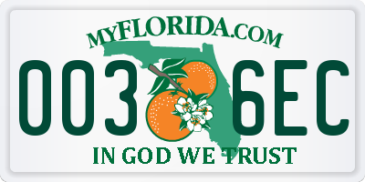 FL license plate 0036EC