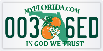 FL license plate 0036ED
