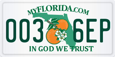 FL license plate 0036EP