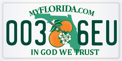 FL license plate 0036EU