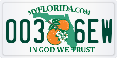 FL license plate 0036EW