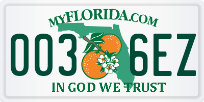 FL license plate 0036EZ
