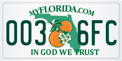FL license plate 0036FC