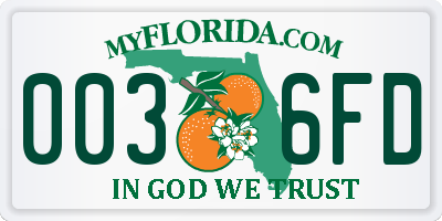 FL license plate 0036FD