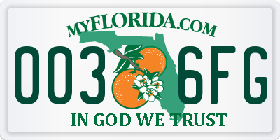 FL license plate 0036FG