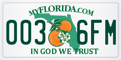 FL license plate 0036FM