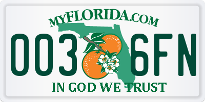 FL license plate 0036FN