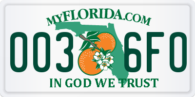 FL license plate 0036FO
