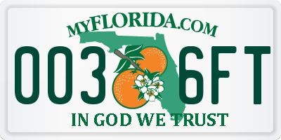 FL license plate 0036FT