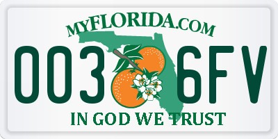 FL license plate 0036FV