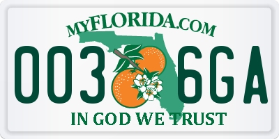 FL license plate 0036GA
